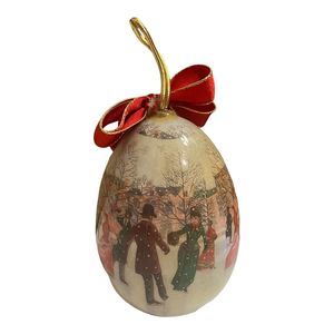 VTG Patricia Reach Tomorrow Today Ornament Ball Christmas Decoupage Egg Shape